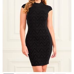 Worn once pearls black sweater knit dark charcoal dress